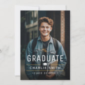 モダンシンプルタイポグラフィ写真の卒業党 招待状 (正面)