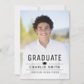 モダンシンプルタイポグラフィ写真の卒業党 招待状 (正面)