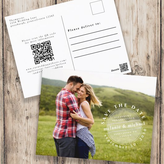 モダンシンプルタイポグラフィ写真ミニマリストスタンプ ポストカード