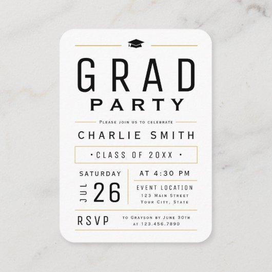 モダンシンプルタイポグラフィ写真卒業招待状 エンクロージャーカード (裏面)