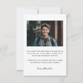 モダンシンプルタイポグラフィ写真卒業 サンキューカード (裏面)