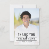 モダンシンプルタイポグラフィ写真卒業 サンキューカード (正面)