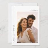 モダンシンプルタイポグラフィ写真結婚の サンキューカード (正面)