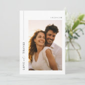 モダンシンプルタイポグラフィ写真結婚の サンキューカード (スタンド正面)