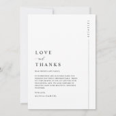 モダンシンプルタイポグラフィ写真結婚の サンキューカード (裏面)