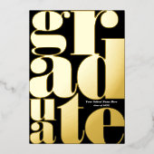 モダンシンプルタイポグラフィ卒業発表 箔招待状 (正面)