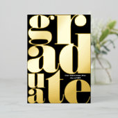 モダンシンプルタイポグラフィ卒業発表 箔招待状 (立ち正面)