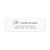 モダンシンプルタイポグラフィ差出人住所 ラベル (正面)