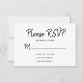 モダンシンプルタイポグラフィ白黒結婚ズ 出欠カード (正面)