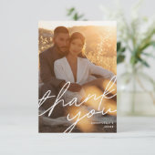 モダンシンプルタイポグラフィ結婚の写真 サンキューカード (スタンド正面)