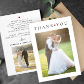 モダンシンプルタイポグラフィ2写真結婚の サンキューカード