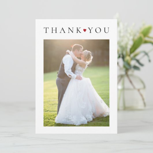 モダンシンプルタイポグラフィ2写真結婚の サンキューカード (スタンド正面)