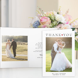 モダンシンプルタイポグラフィ2枚結婚の写真 サンキューカード