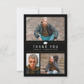 モダンシンプルタイポグラフィ4写真卒業 サンキューカード (正面)