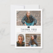 モダンシンプルタイポグラフィ4写真卒業 サンキューカード (正面)