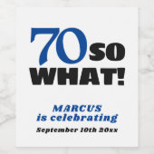 モダンシンプルタイポグラフィ70誕生日 ワインラベル (シングルラベル)