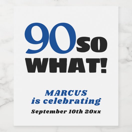 モダンシンプルタイポグラフィ90th誕生日ワインラベル ワインラベル (シングルラベル)