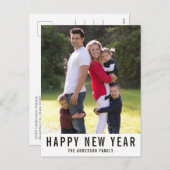 モダンシンプルタイポグラフィHappy New Year写真 シーズンポストカード (正面/裏面)