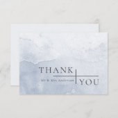 モダンシンプルダスティブルーウォーター結婚カラー サンキューカード (正面/裏面)