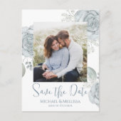 モダンシンプルダスティブルーフローラ写真QRコード ポストカード (正面)