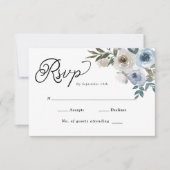 モダンシンプルダスティブルーフローラ結婚式RSVPカード 出欠カード (正面)