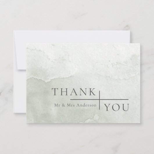 モダンシンプルダスティージュウォーター結婚カラー サンキューカード (正面)