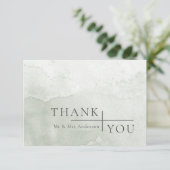 モダンシンプルダスティージュウォーター結婚カラー サンキューカード (スタンド正面)