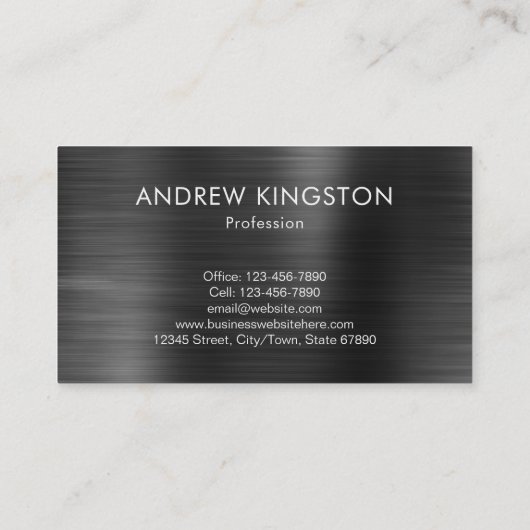 モダンシンプルダークグレフェイクイ仕上げ鋼材 名刺 (裏面)