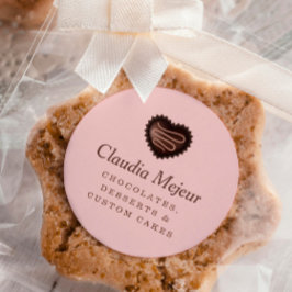 モダンシンプルチョコレートベイカーピンク ラウンドシール
