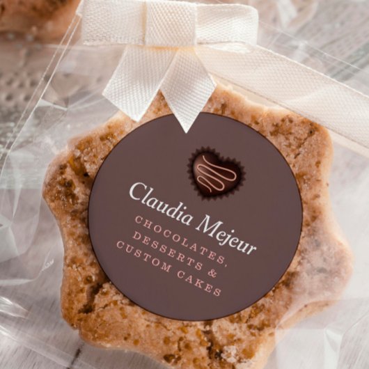 モダンシンプルチョコレートベイカーブラウン ラウンドシール