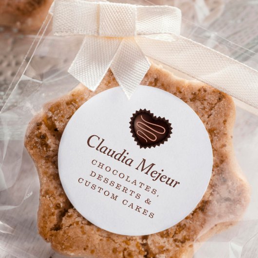 モダンシンプルチョコレートベイカーホワイト ラウンドシール