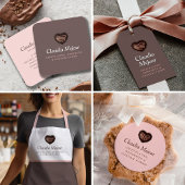 モダンシンプルチョコレートベイカーホワイト ラウンドシール