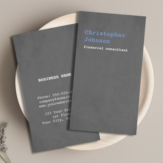 モダンシンプルテクスチャグレーブルーコンサルタント 名刺