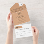 モダンシンプルテラコッタモノグラムエレガントウェディング オールインワン招待状 (貼ってはがせる)