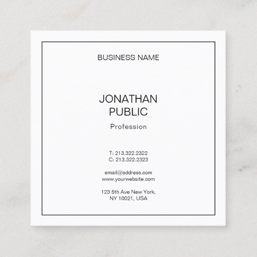 モダンシンプルテンプレートエレガントプロフェッショナル スクエア名刺 (裏面)