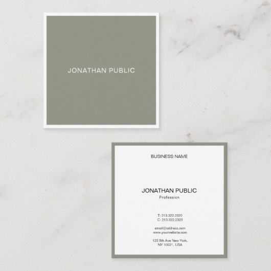 モダンシンプルテンプレートエレガントプロフェッショナル スクエア名刺 (正面/裏面)