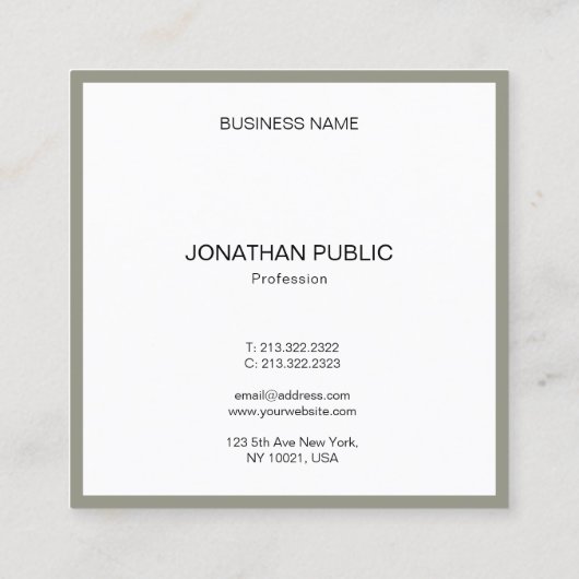 モダンシンプルテンプレートエレガントプロフェッショナル スクエア名刺 (裏面)