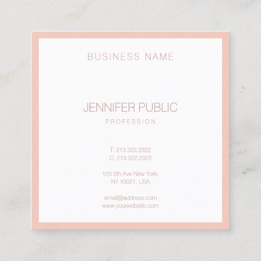 モダンシンプルテンプレートエレガントミニマルデザイン スクエア名刺 (裏面)