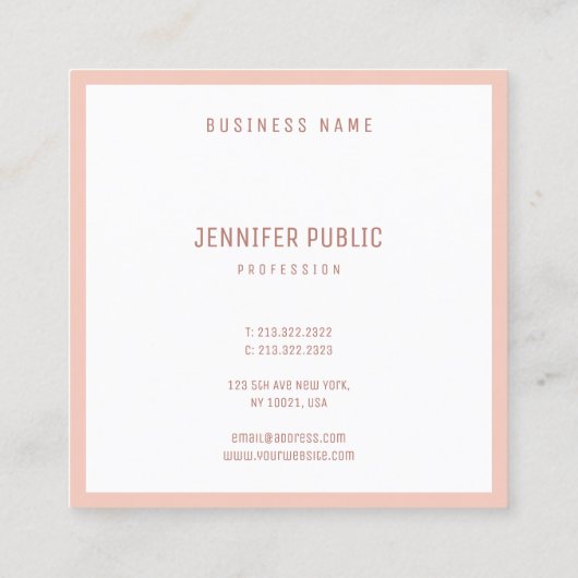 モダンシンプルテンプレートエレガントミニマルトレンディー スクエア名刺 (裏面)