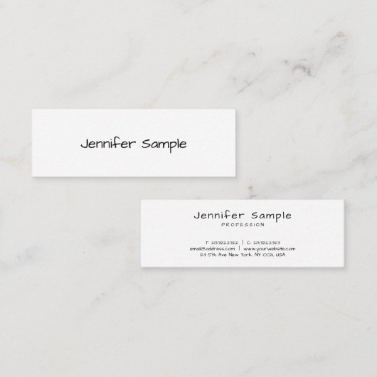 モダンシンプルテンプレートエレガントFreehand Script スキニー名刺 (正面/裏面)