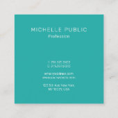 モダンシンプルテンプレートトレンディーティール（緑がかった色）エレガント スクエア名刺 (裏面)