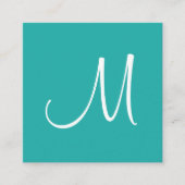 モダンシンプルテンプレートトレンディーティール(緑がかった色)エレガント スクエア名刺 (正面)