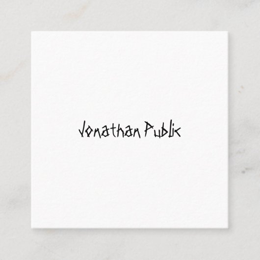 モダンシンプルテンプレートハンドスクリプトプロフェッショナル スクエア名刺 (正面)