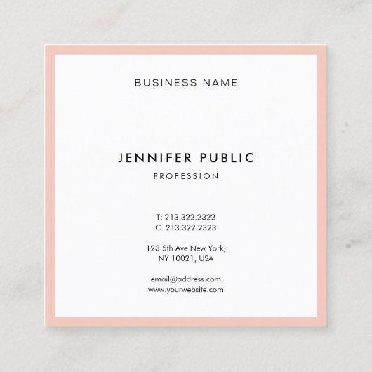 モダンシンプルテンプレートプロフェッショナルエレガントラグジュアリー スクエア名刺 (裏面)