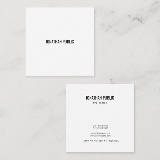 モダンシンプルテンプレートプロフェッショナルエレガントラグジュアリー スクエア名刺 (正面/裏面)