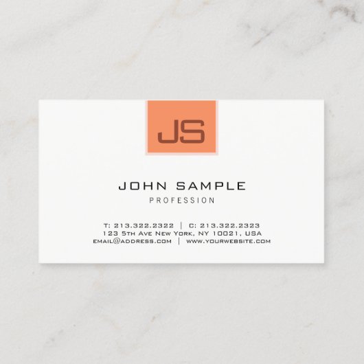 モダンシンプルテンプレートモノグラムエレガントビジネスC 名刺 (裏面)