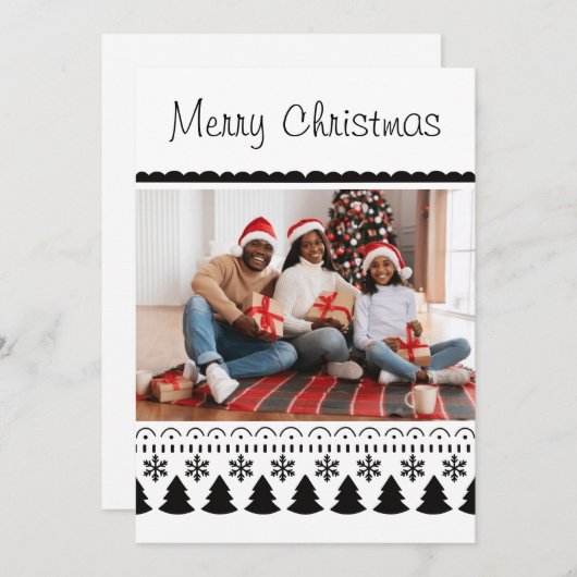 モダンシンプルテンプレート白黒クリスマス シーズンカード (正面/裏面)