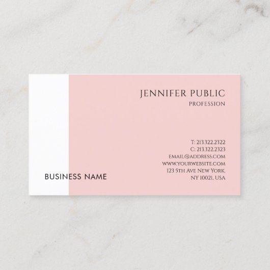 モダンシンプルテンプレート赤面ピンクエレガント会社 名刺 (裏面)