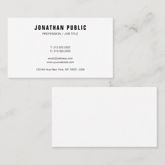 モダンシンプルデザインエレガントテンプレートパーソナライズされた 名刺 (正面/裏面)