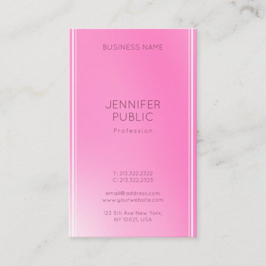 モダンシンプルデザインエレガントピンクテンプレートトレンディー 名刺 (正面)